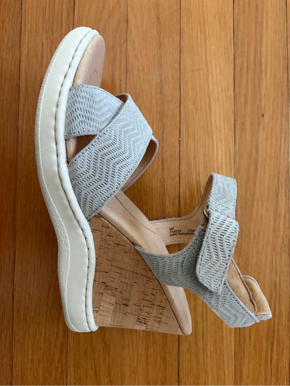 Born Light Gray Wedge Sandals with Cork Heel